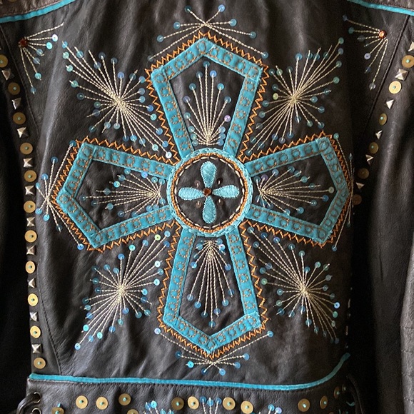 NWOT Double D Ranchwear LIBERTAD leather biker jacket Size 1x - Picture 4 of 13